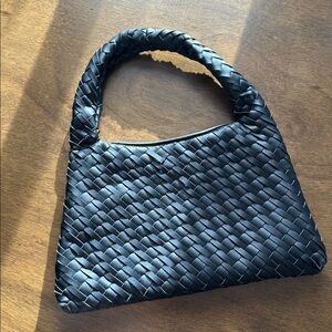 Black Woven Shoulder Bag
